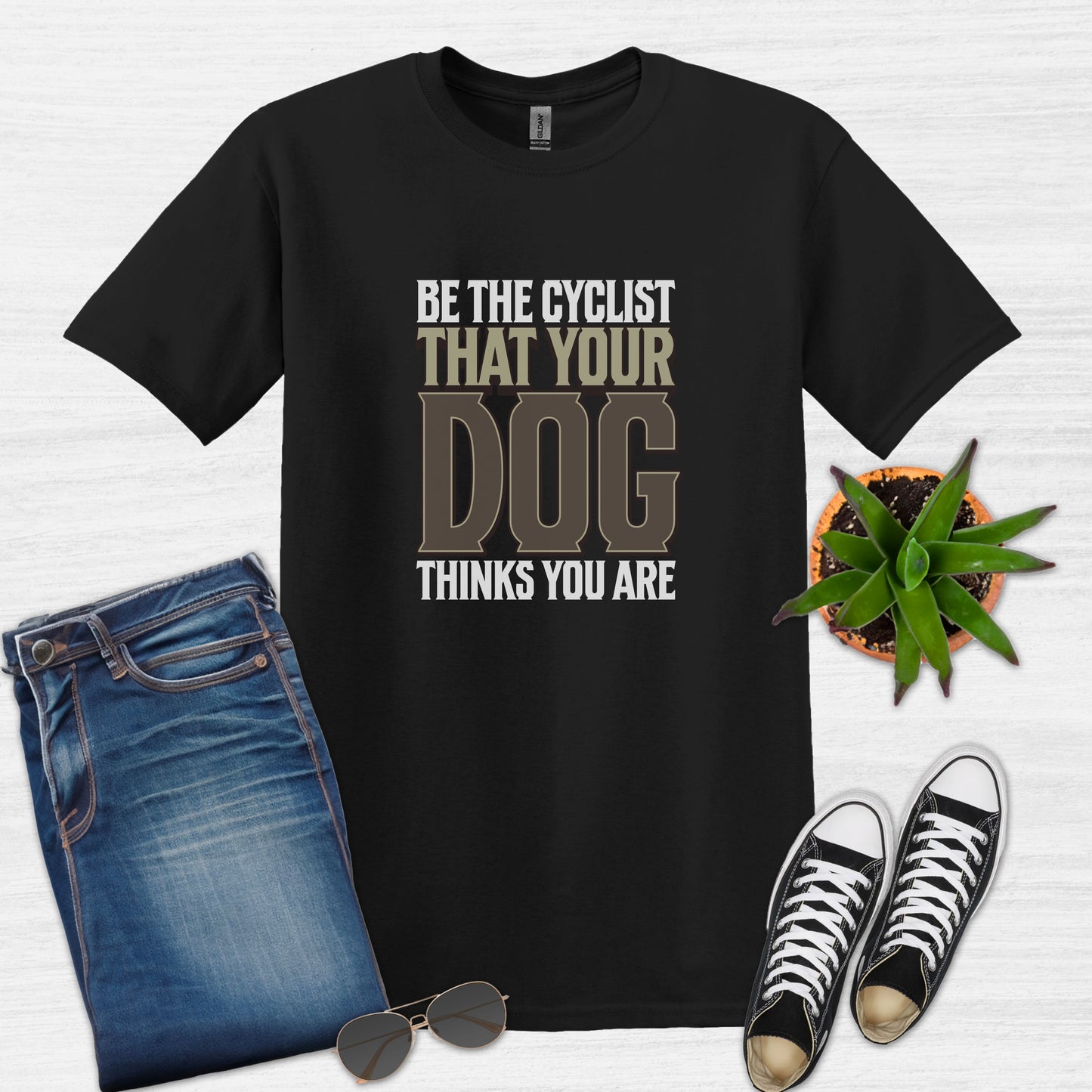 Bike Bliss Be the cyclist that your dog thinks you are T-Shirt for Men Size Black