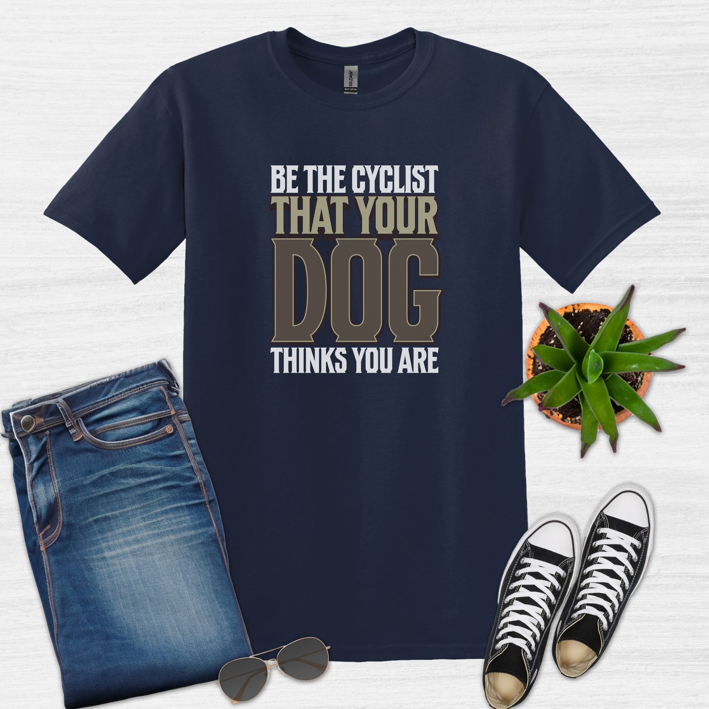 Bike Bliss Be the cyclist that your dog thinks you are T-Shirt for Men Size Navy