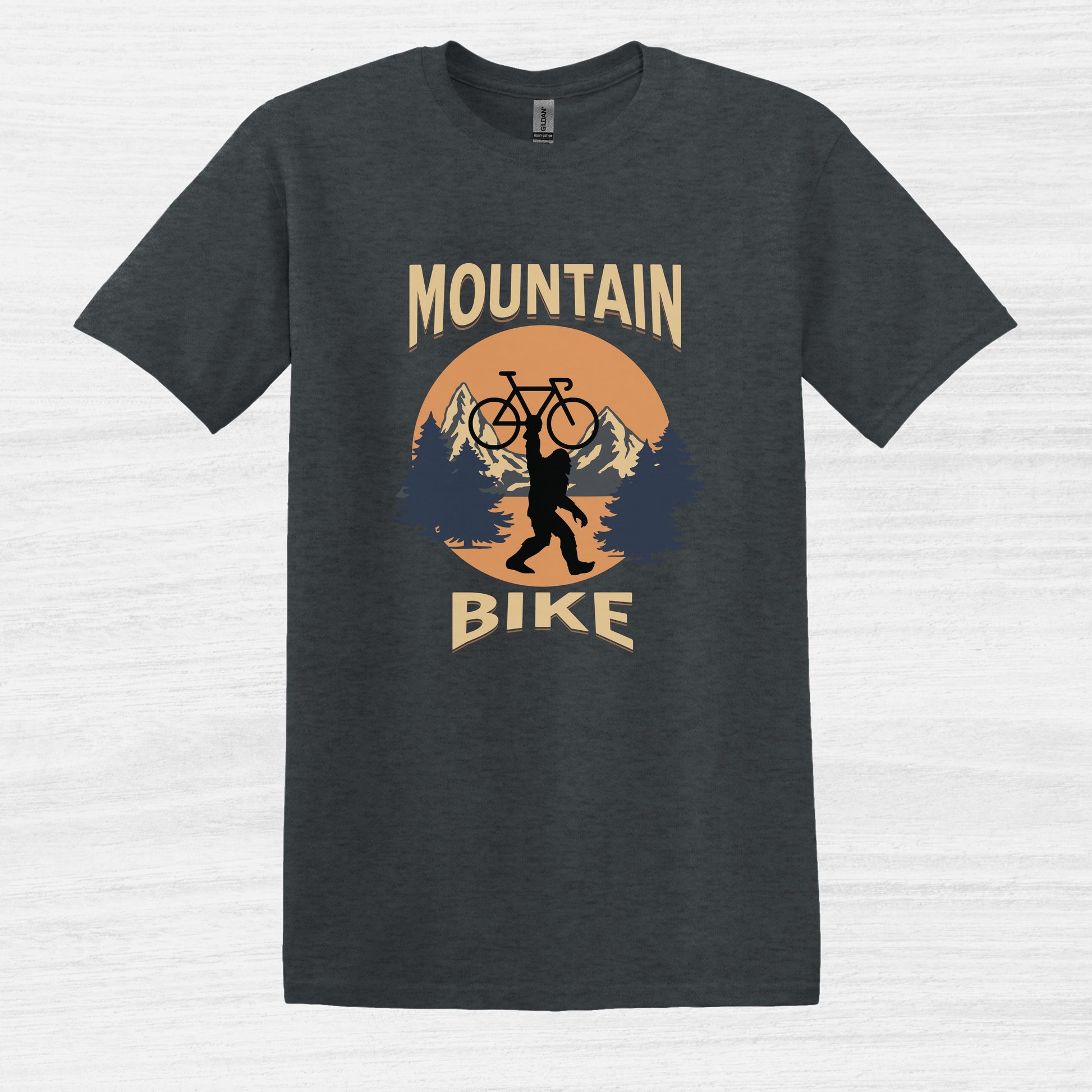 Bike Bliss Bigfoot Mountain Bike T-Shirt for Outdoor Cycling Enthusiasts for Men Dark Heather 2