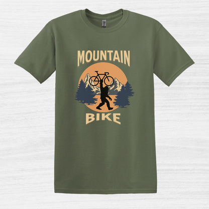 Bike Bliss Bigfoot Mountain Bike T-Shirt for Outdoor Cycling Enthusiasts for Men Military Green 2
