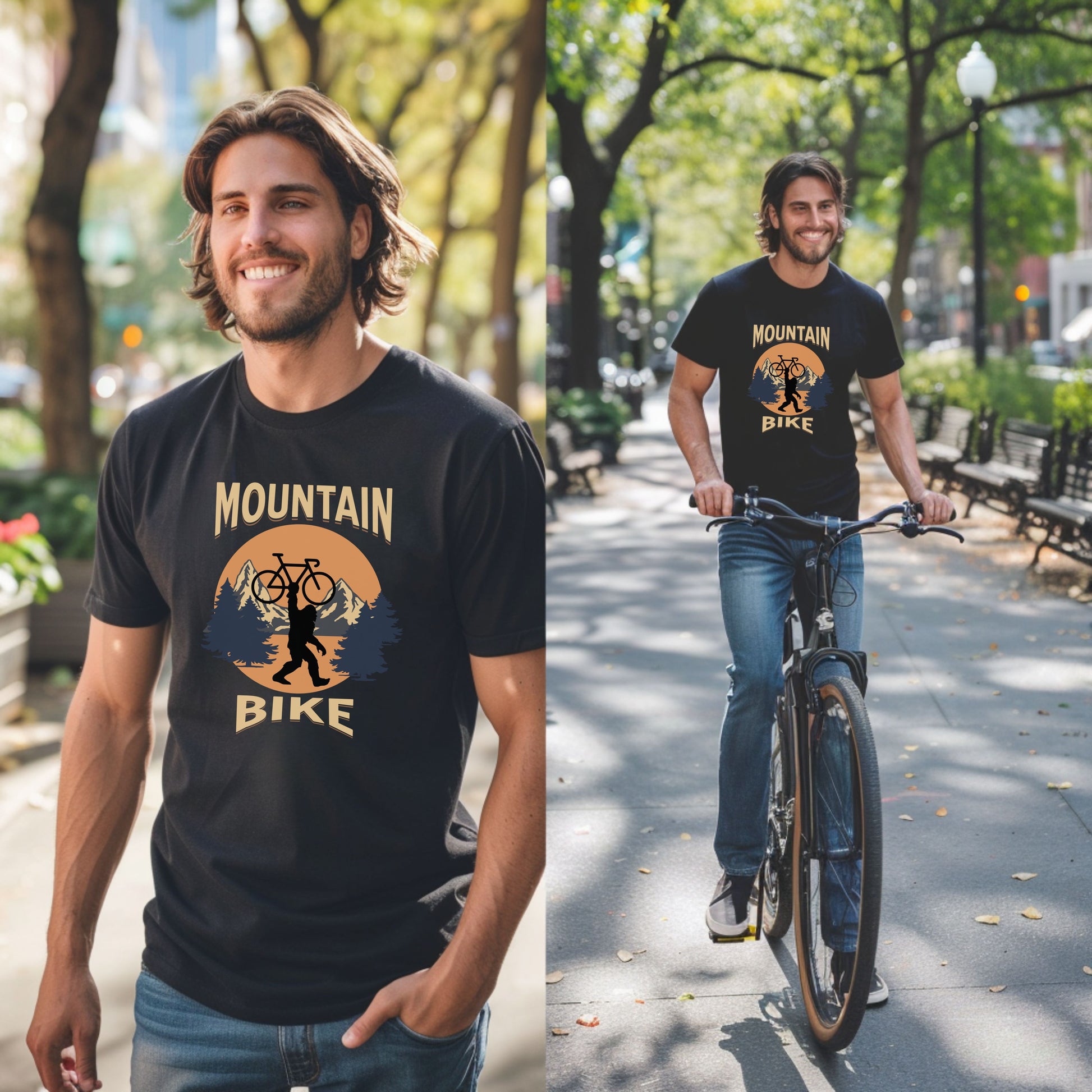 Bike Bliss Bigfoot Mountain Bike T-Shirt for Outdoor Cycling Enthusiasts for Men Model 2