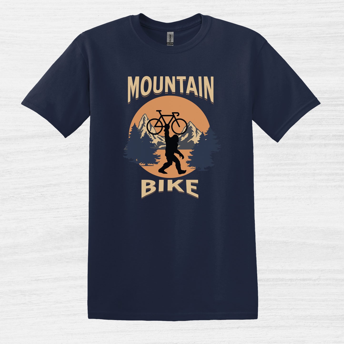 Bike Bliss Bigfoot Mountain Bike T-Shirt for Outdoor Cycling Enthusiasts for Men Navy 2