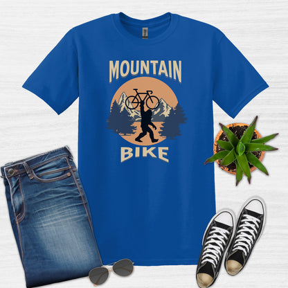 Bike Bliss Bigfoot Mountain Bike T-Shirt for Outdoor Cycling Enthusiasts for Men Royal Blue