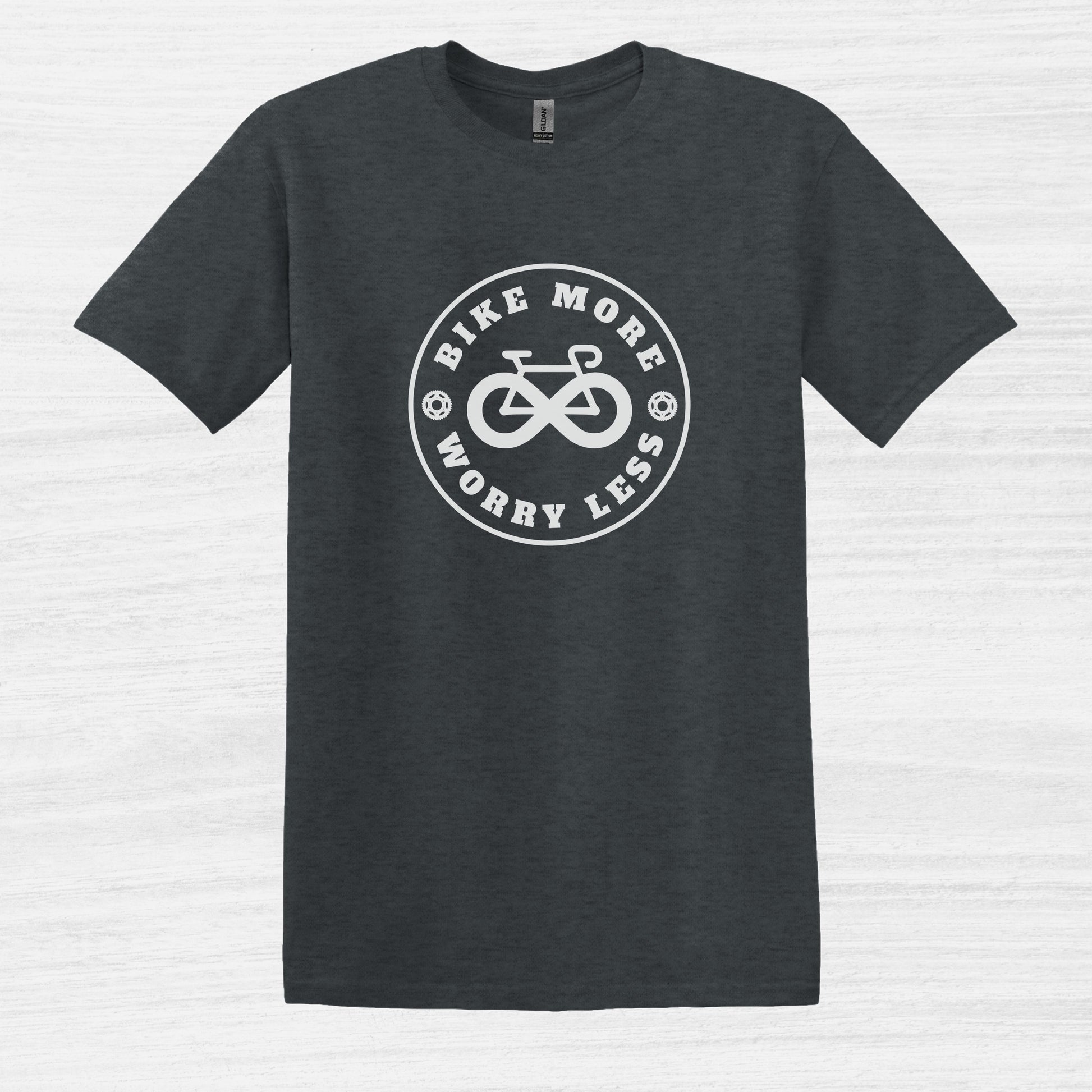 Bike Bliss Bike More Worry Less T-Shirt for Men Dark Heather 2