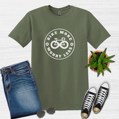 Bike Bliss Bike More Worry Less T-Shirt for Men Military Green