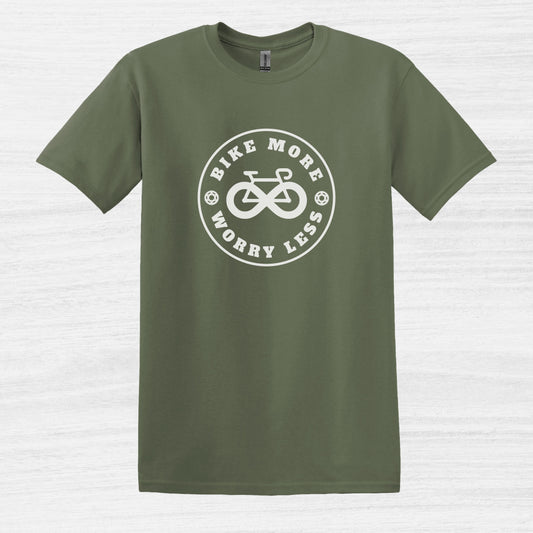 Bike Bliss Bike More Worry Less T-Shirt for Men Military Green 2