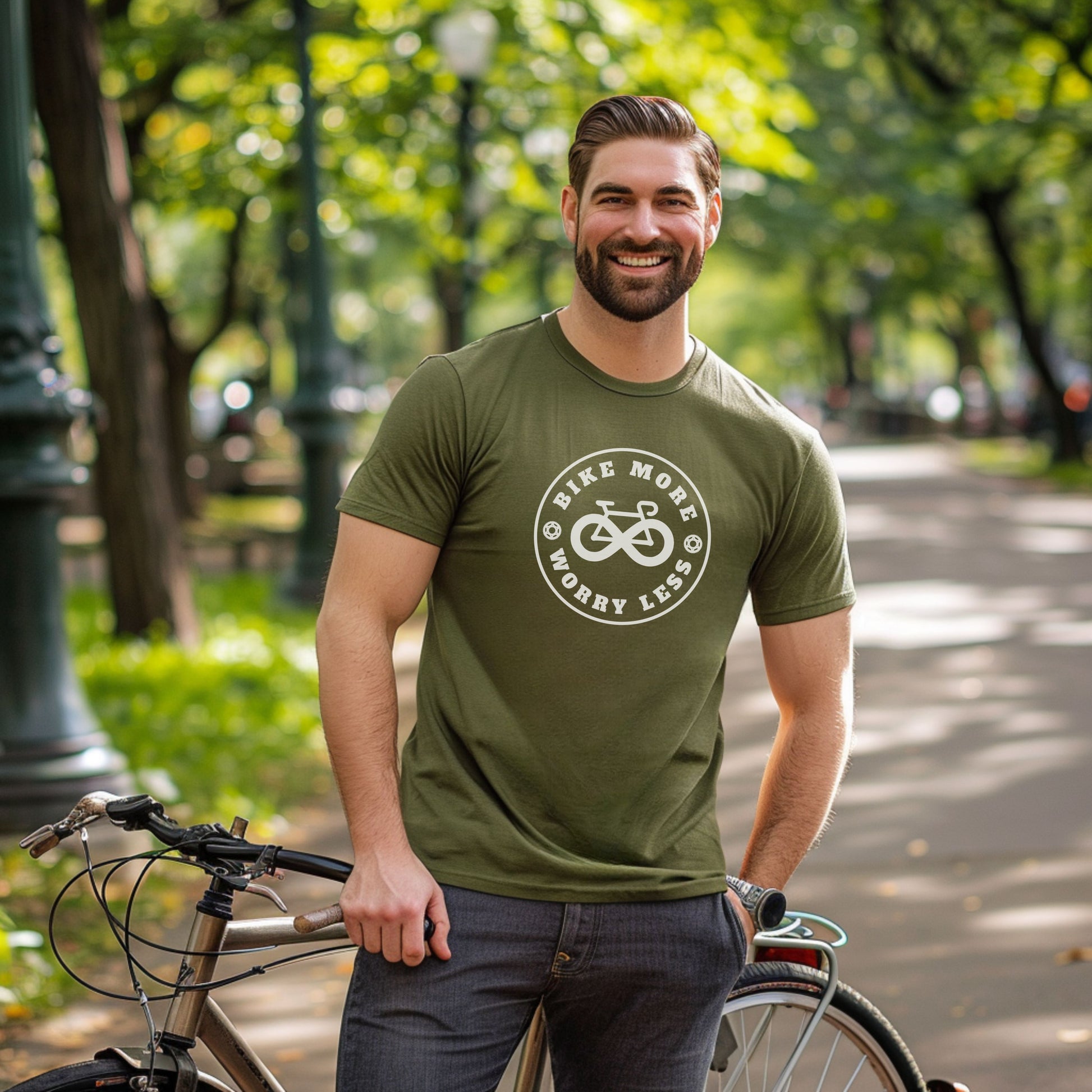 Bike Bliss Bike More Worry Less T-Shirt for Men Model 2