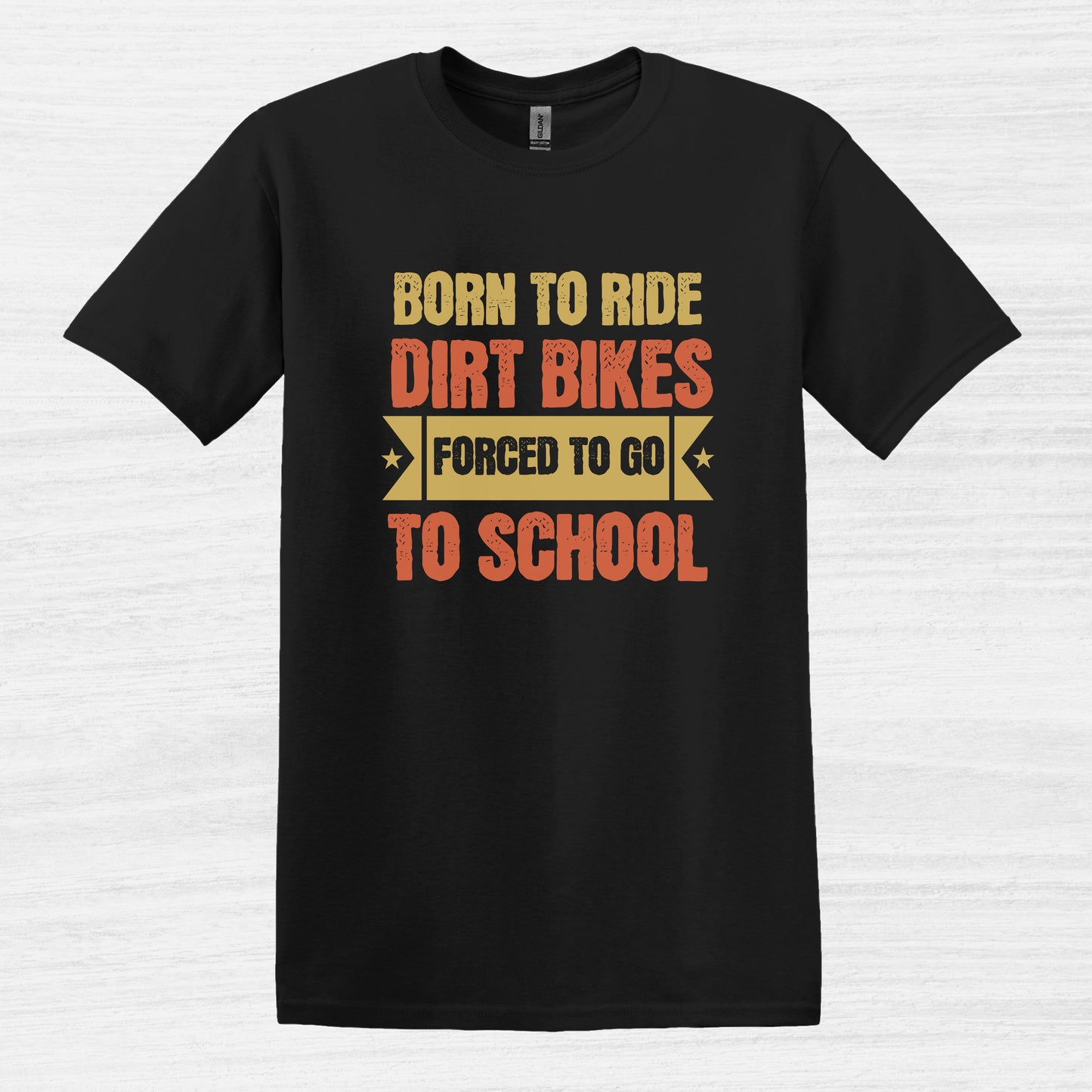 Bike Bliss Born to Ride Dirt Bikes Forced to go to School T-shirt for Men Black 2