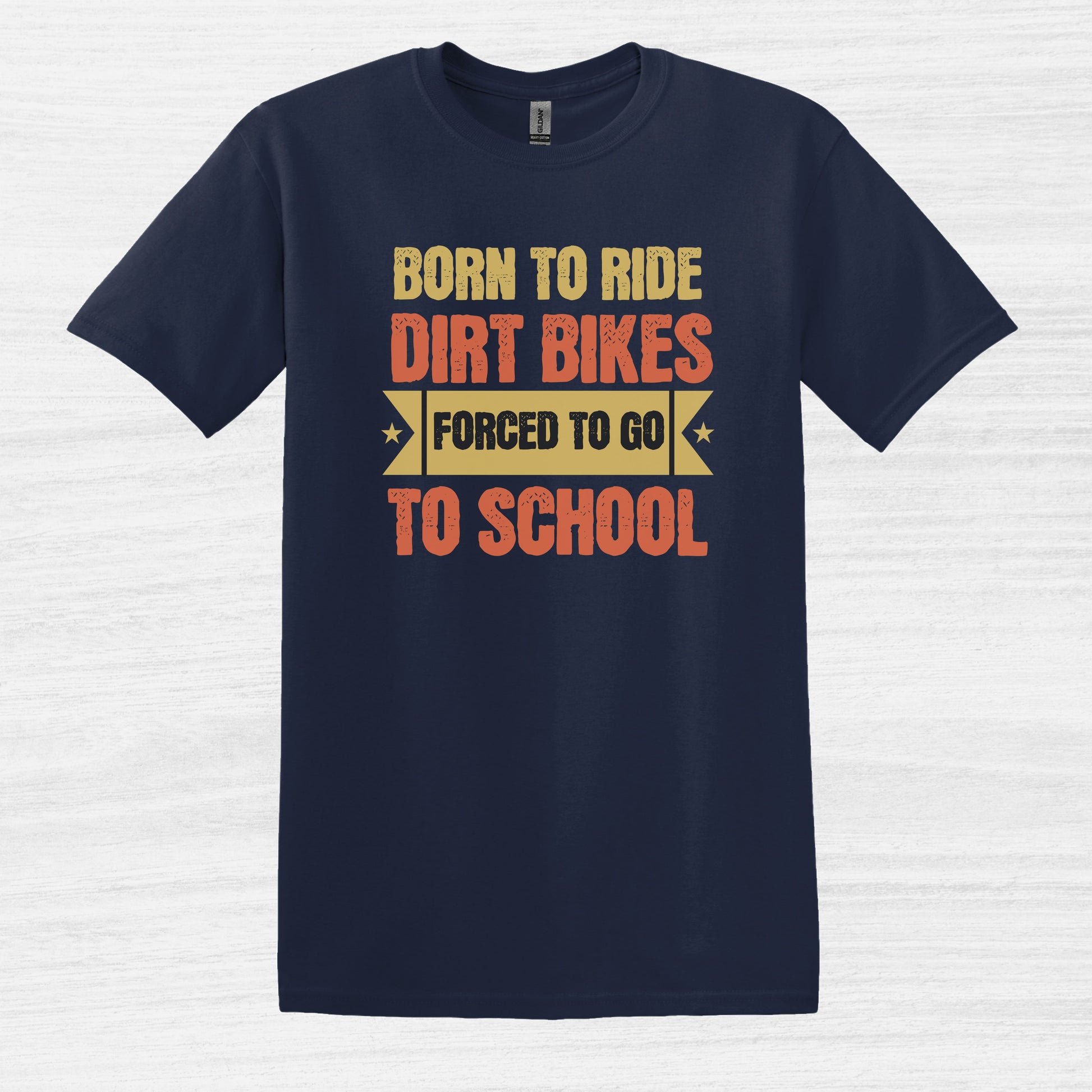 Bike Bliss Born to Ride Dirt Bikes Forced to go to School T-shirt for Men Navy 2