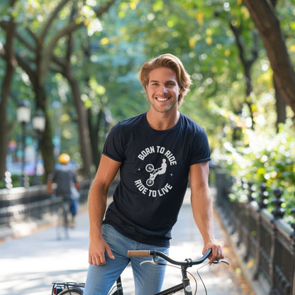 Bike Bliss Born to Ride Ride to Live BMX Jump Bike T-shirt for Men Model 3