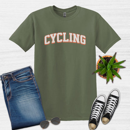 Bike Bliss Cycling Enthusiast Bike T-Shirt for Men Varsaty Style Military Green