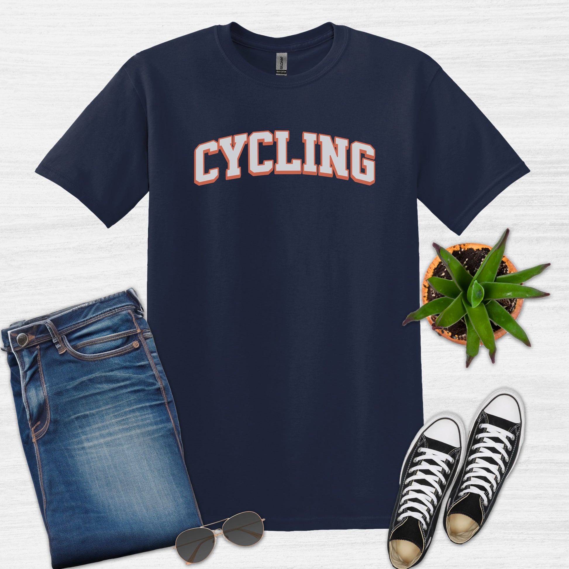 Bike Bliss Cycling Enthusiast Bike T-Shirt for Men Varsaty Style Navy