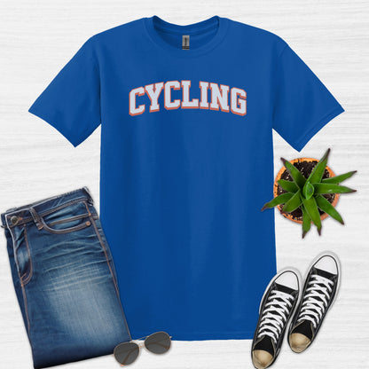 Bike Bliss Cycling Enthusiast Bike T-Shirt for Men Varsaty Style Royal Blue