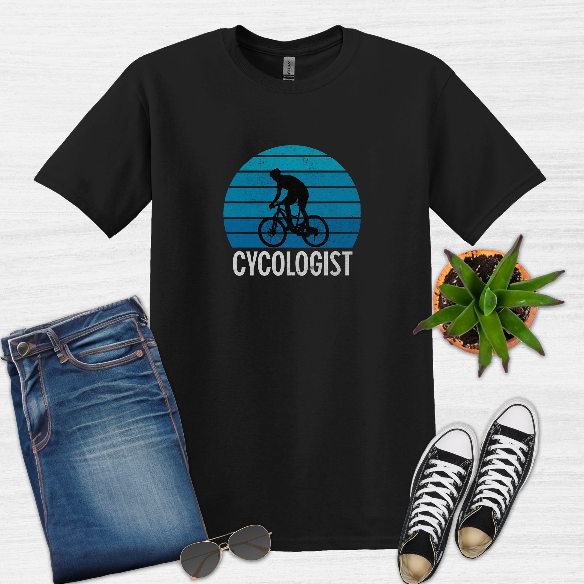 Bike Bliss Cycologist Bicycle T-Shirt for Men Vintage Style Black
