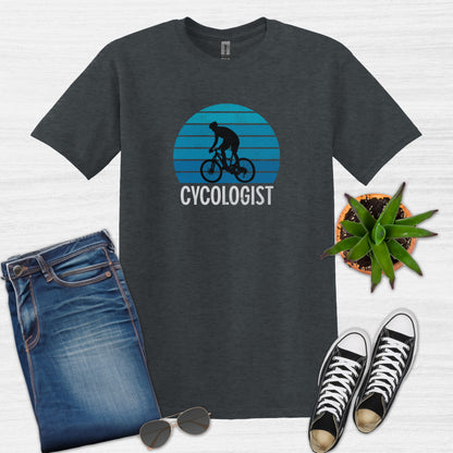 Bike Bliss Cycologist Bicycle T-Shirt for Men Vintage Style Dark Heather