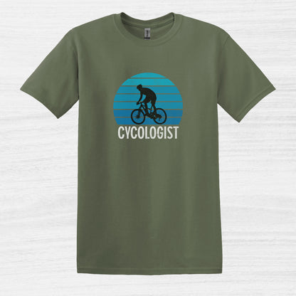 Bike Bliss Cycologist Bicycle T-Shirt for Men Vintage Style Military Green 2