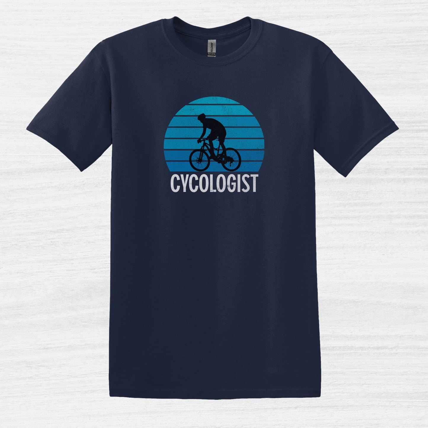 Bike Bliss Cycologist Bicycle T-Shirt for Men Vintage Style Navy 2