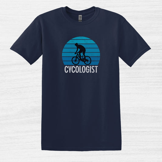 Bike Bliss Cycologist Bicycle T-Shirt for Men Vintage Style Navy 2