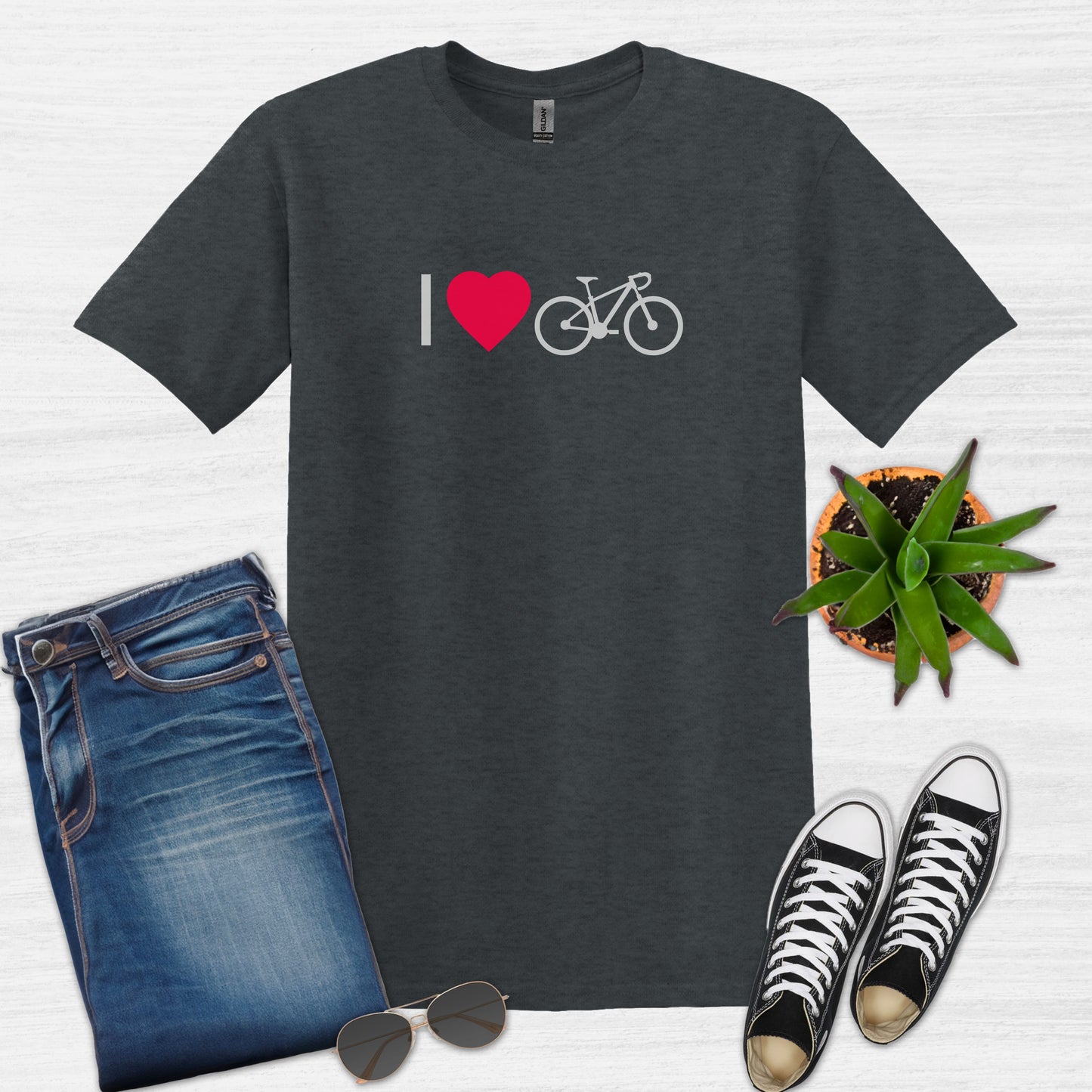 Bike Bliss Dark Heather Bicycle Men T-Shirt I love Cycling