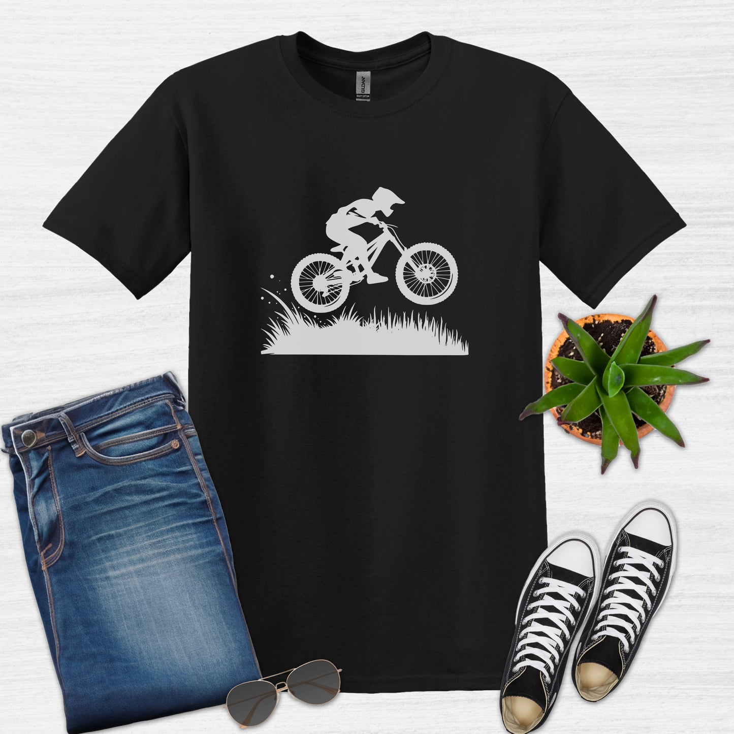 Bike Bliss Dirt Bike Jump Graphic T-Shirt for Men Black