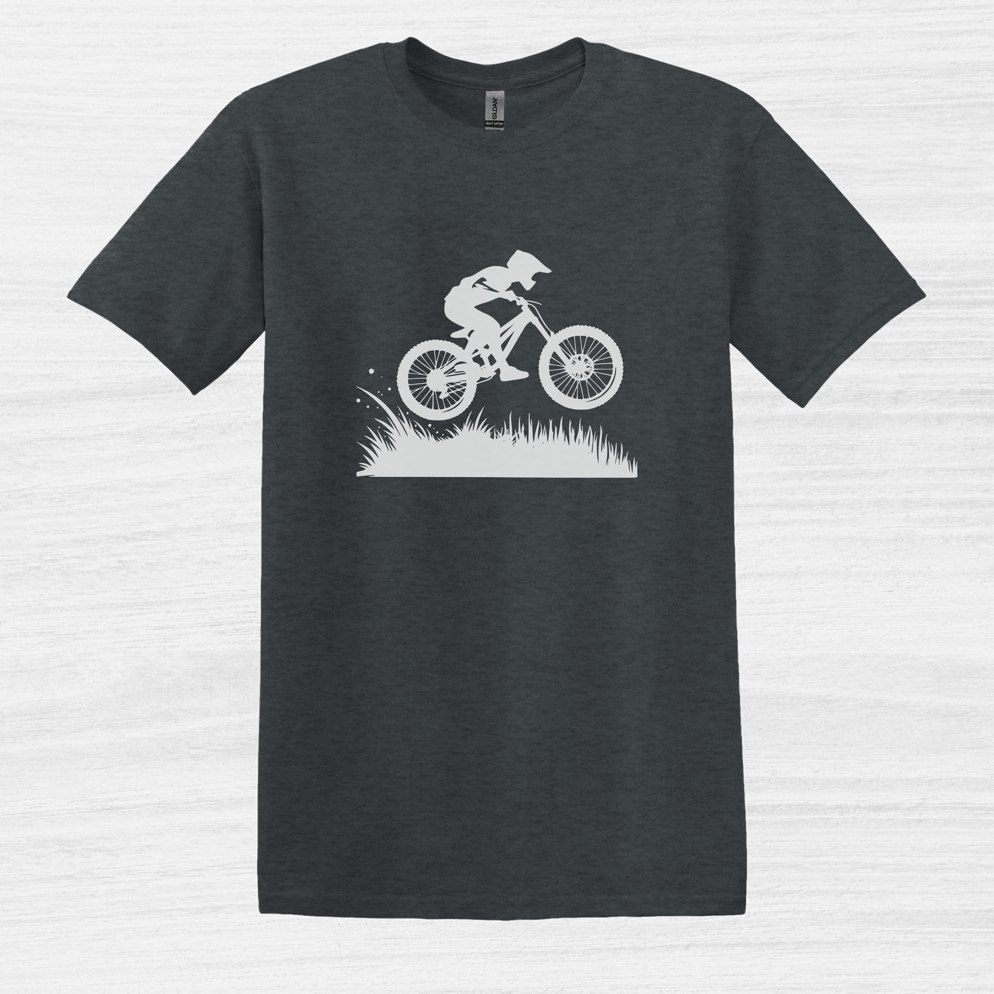 Bike Bliss Dirt Bike Jump Graphic T-Shirt for Men Dark Heather 2