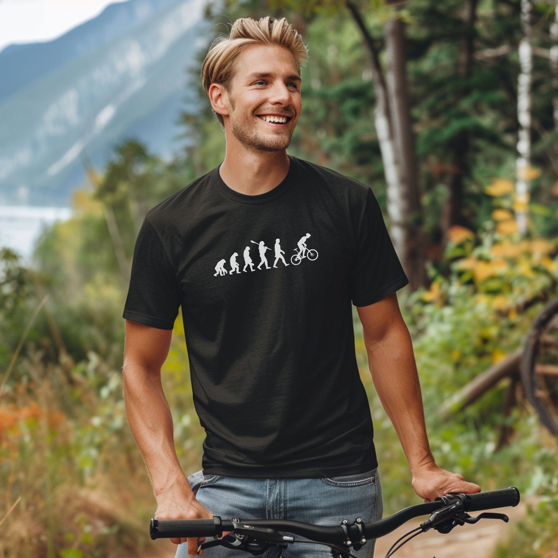 Bike Bliss Evolution Cycling Mountain Bike MTB BMX T-Shirt for Men Model 2