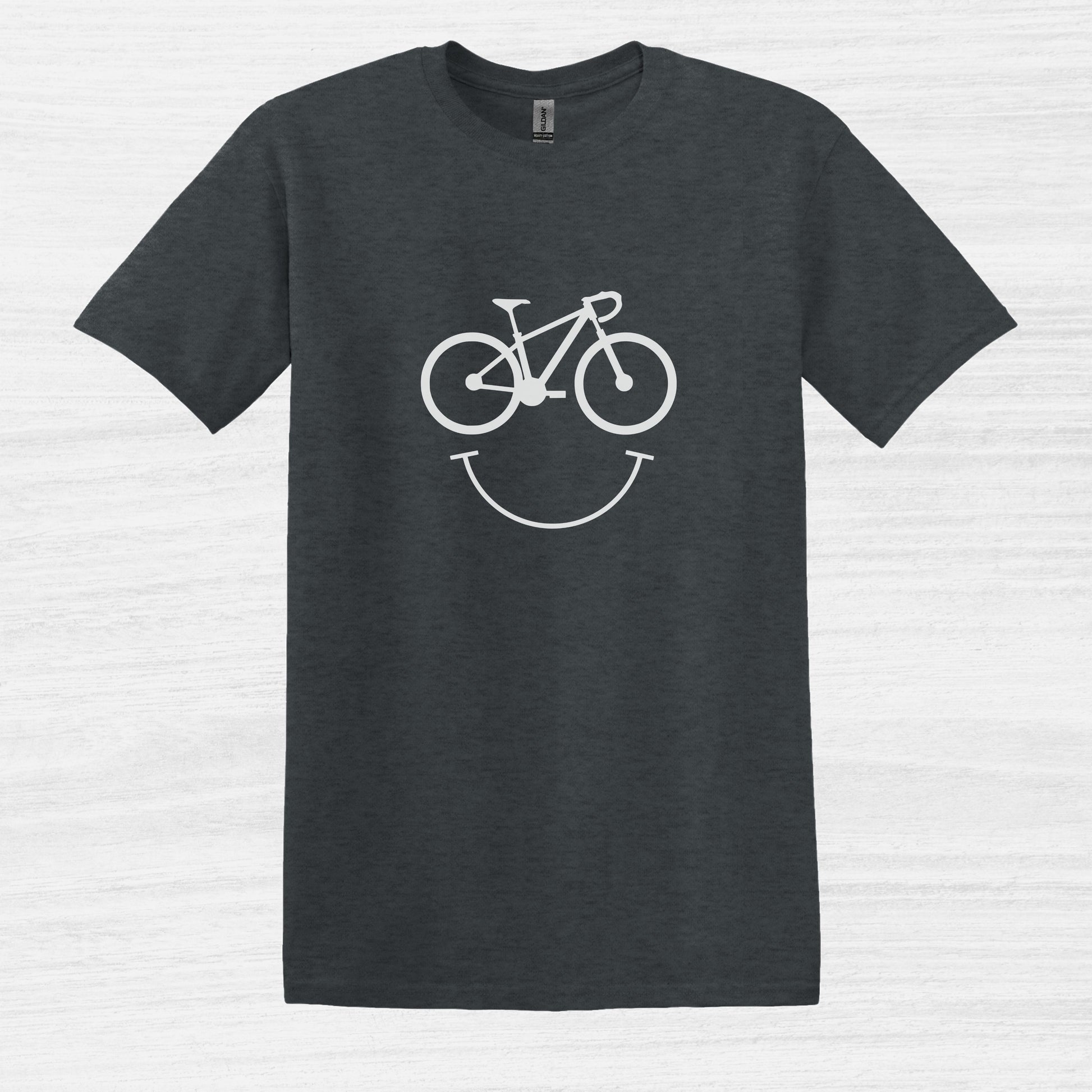 Bike Bliss Happy Mountain Bike T-Shirt for Men Outdoor Cycling Dark Heather 2