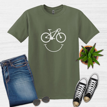 Bike Bliss Happy Mountain Bike T-Shirt for Men Outdoor Cycling Military Green