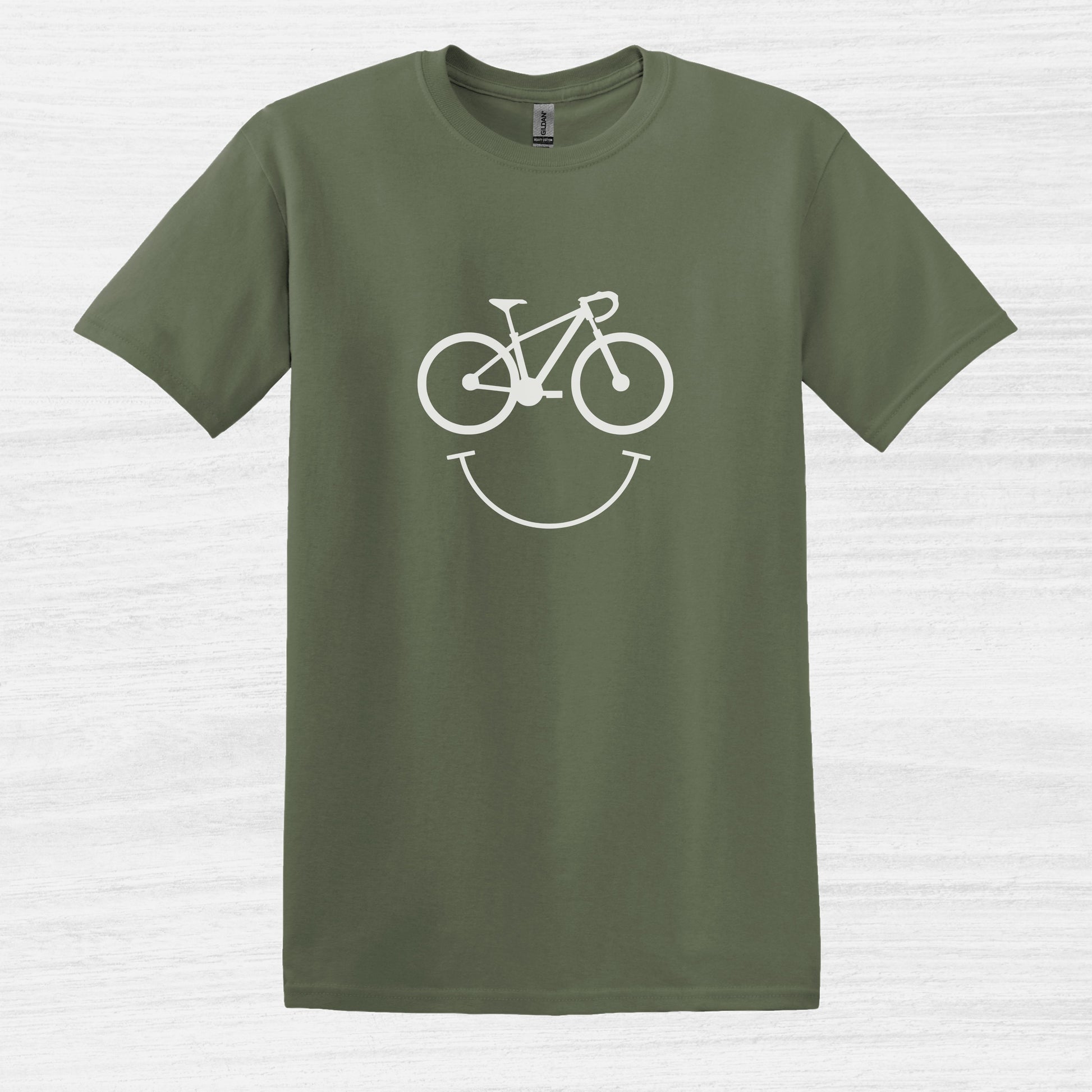 Bike Bliss Happy Mountain Bike T-Shirt for Men Outdoor Cycling Military Green 2