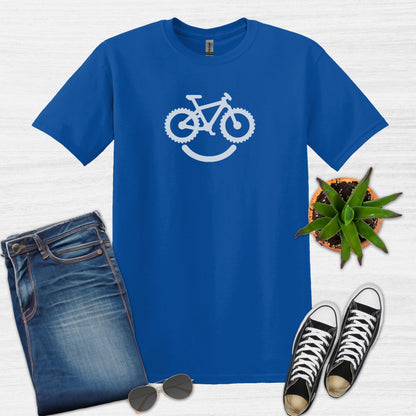 Bike Bliss Happy Mountain Bike T-Shirt for Outdoor Cycling for Men Royal Blue