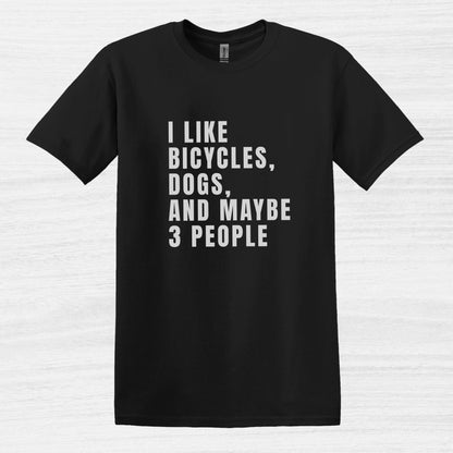 Bike Bliss I Like bicycles dogs and maybe 3 people T-Shirt for men Black 2
