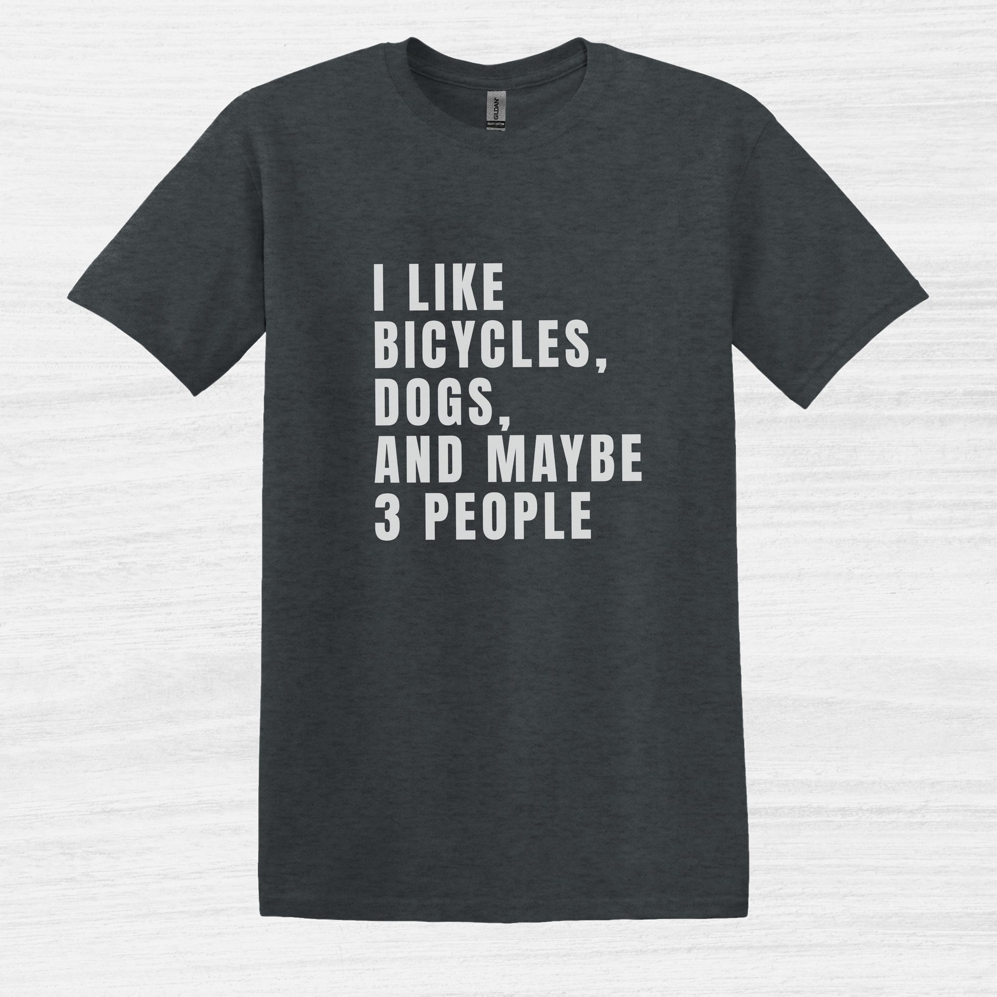Bike Bliss I Like bicycles dogs and maybe 3 people T-Shirt for men Dark Heather 2