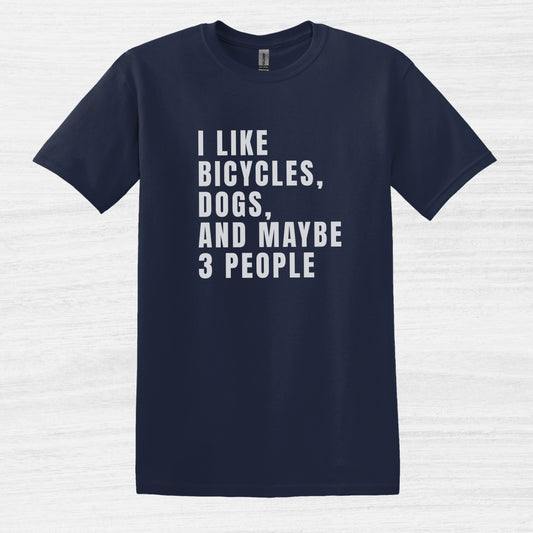Bike Bliss I Like bicycles dogs and maybe 3 people T-Shirt for men Navy 2
