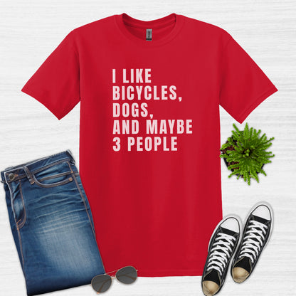 Bike Bliss I Like bicycles dogs and maybe 3 people T-Shirt for men Red