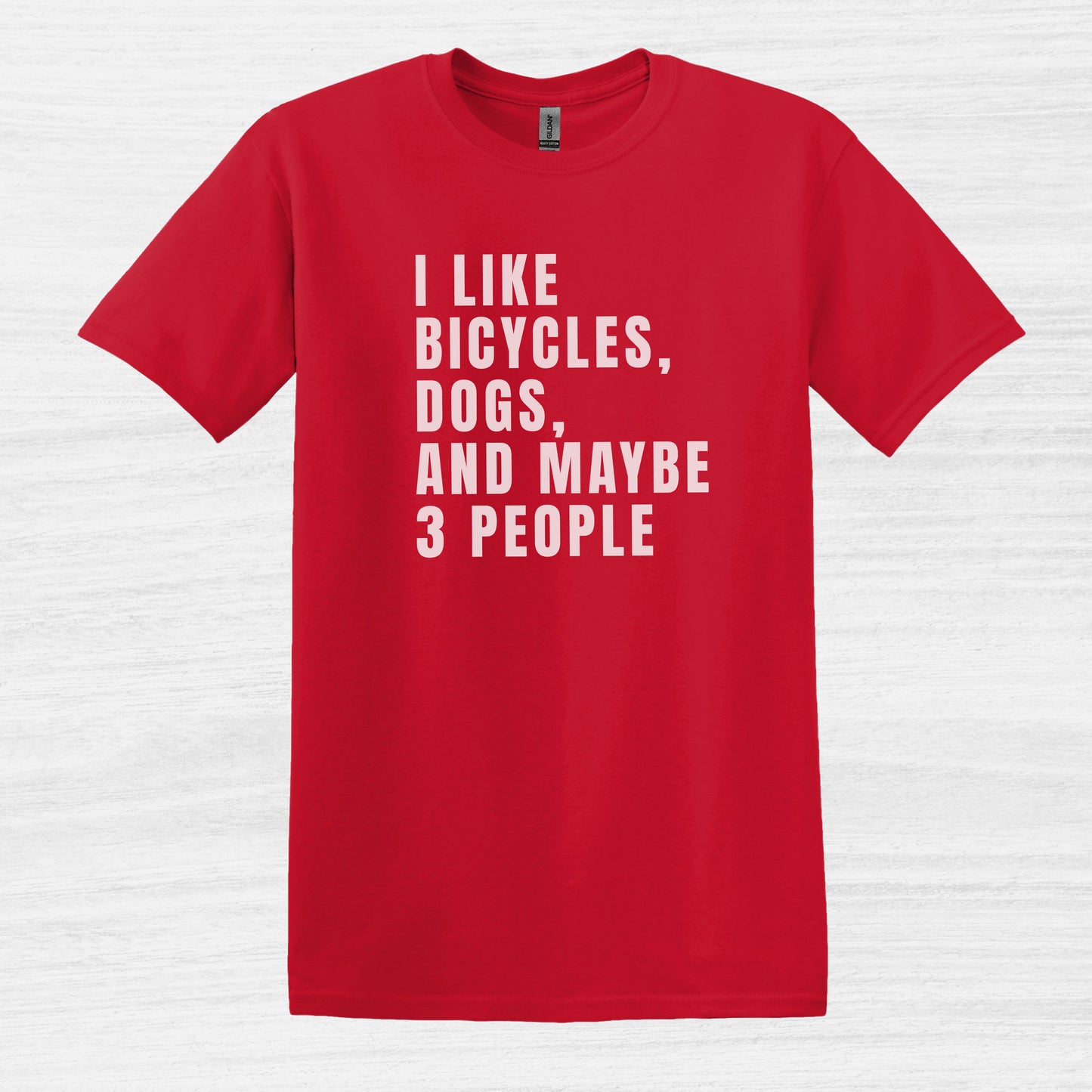 Bike Bliss I Like bicycles dogs and maybe 3 people T-Shirt for men Red 2