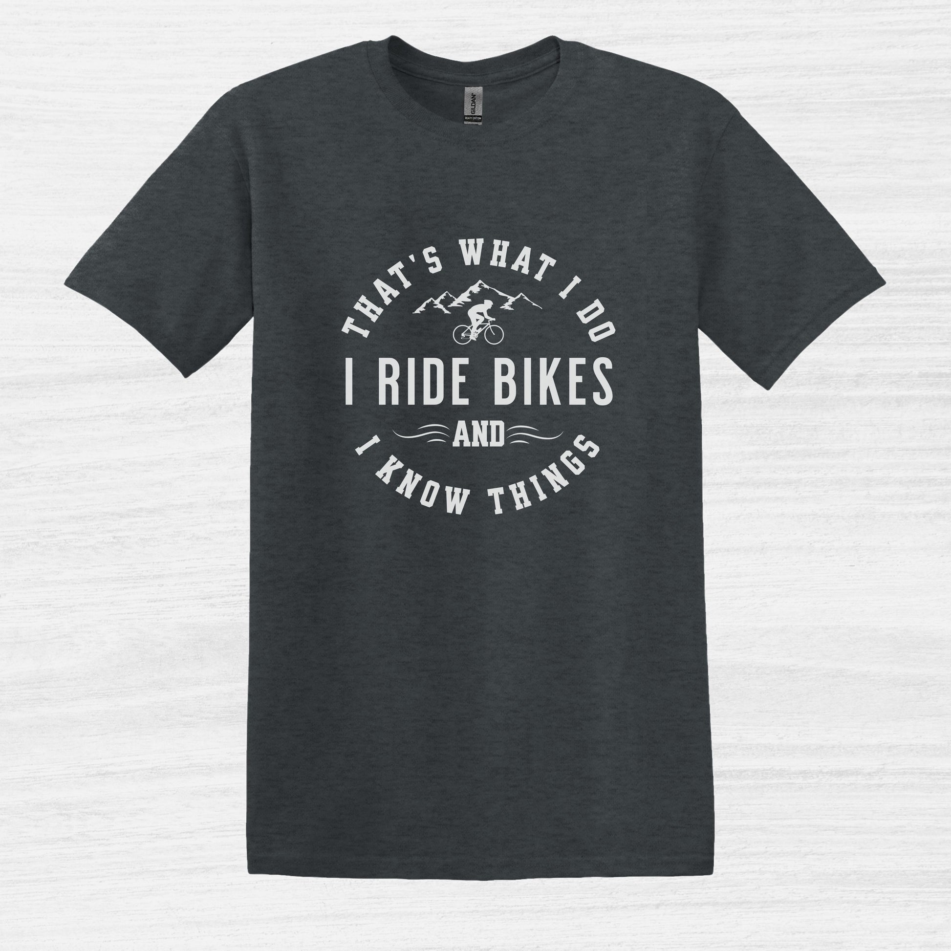 Bike Bliss I Ride Bikes and I know Things MTB T-Shirt for Men Dark Heather 2