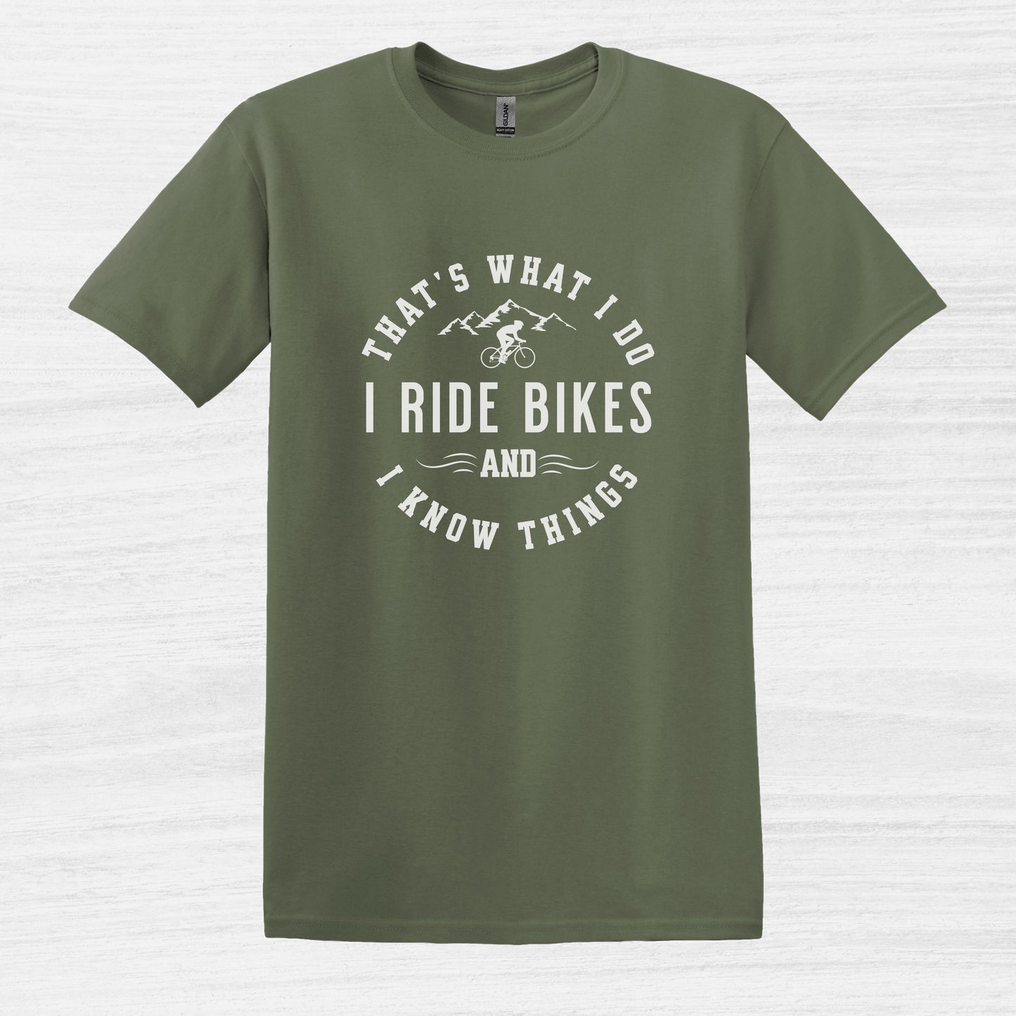 Bike Bliss I Ride Bikes and I know Things MTB T-Shirt for Men Military Green 2