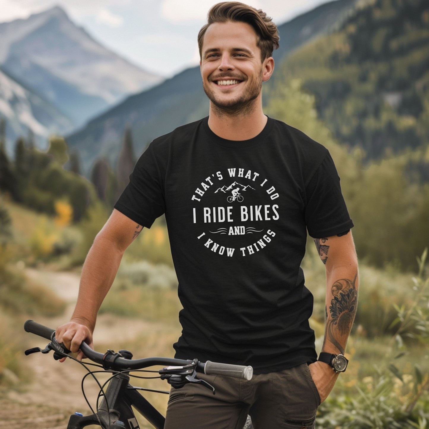 Bike Bliss I Ride Bikes and I know Things MTB T-Shirt for Men Model