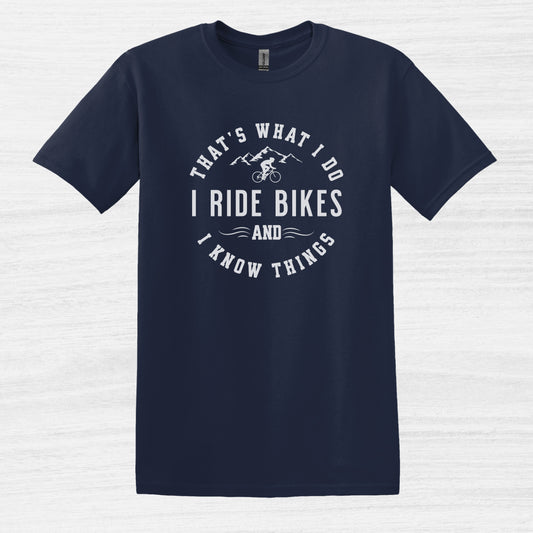 Bike Bliss I Ride Bikes and I know Things MTB T-Shirt for Men Navy 2