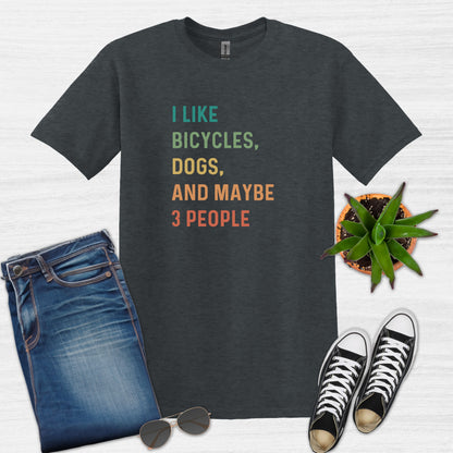 Bike Bliss I like bicycles dogs and maybe 3 people color Bike T-Shirt for Men Dark Heather
