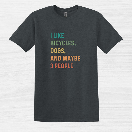 Bike Bliss I like bicycles dogs and maybe 3 people color Bike T-Shirt for Men Dark Heather 2