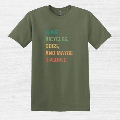 Bike Bliss I like bicycles dogs and maybe 3 people color Bike T-Shirt for Men Military Green 2