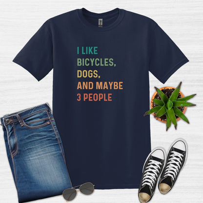 Bike Bliss I like bicycles dogs and maybe 3 people color Bike T-Shirt for Men Navy