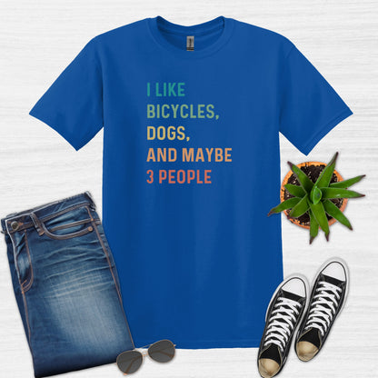 Bike Bliss I like bicycles dogs and maybe 3 people color Bike T-Shirt for Men Royal Blue
