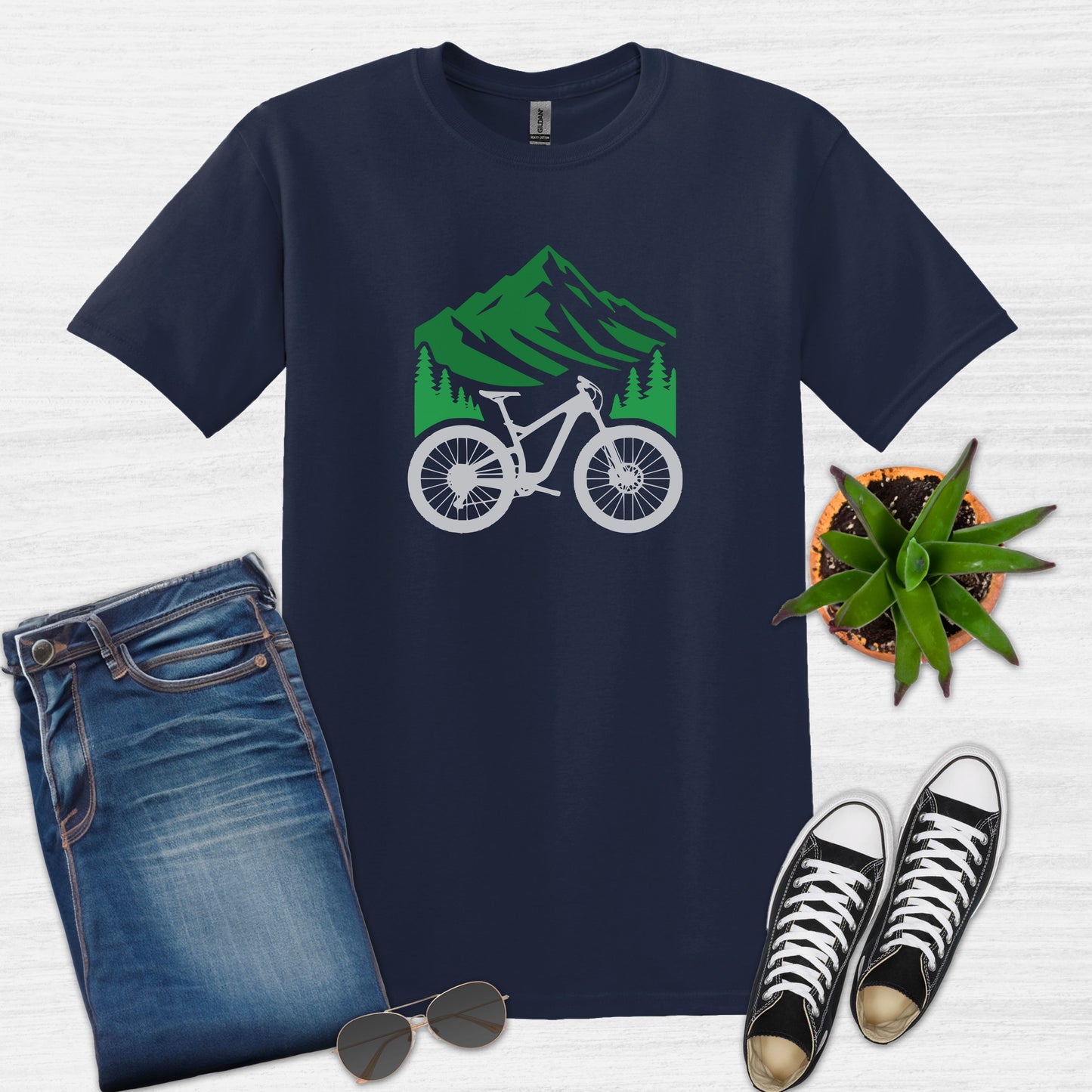 Bike Bliss MTB Mountain Bike T-Shirt for Men Navy