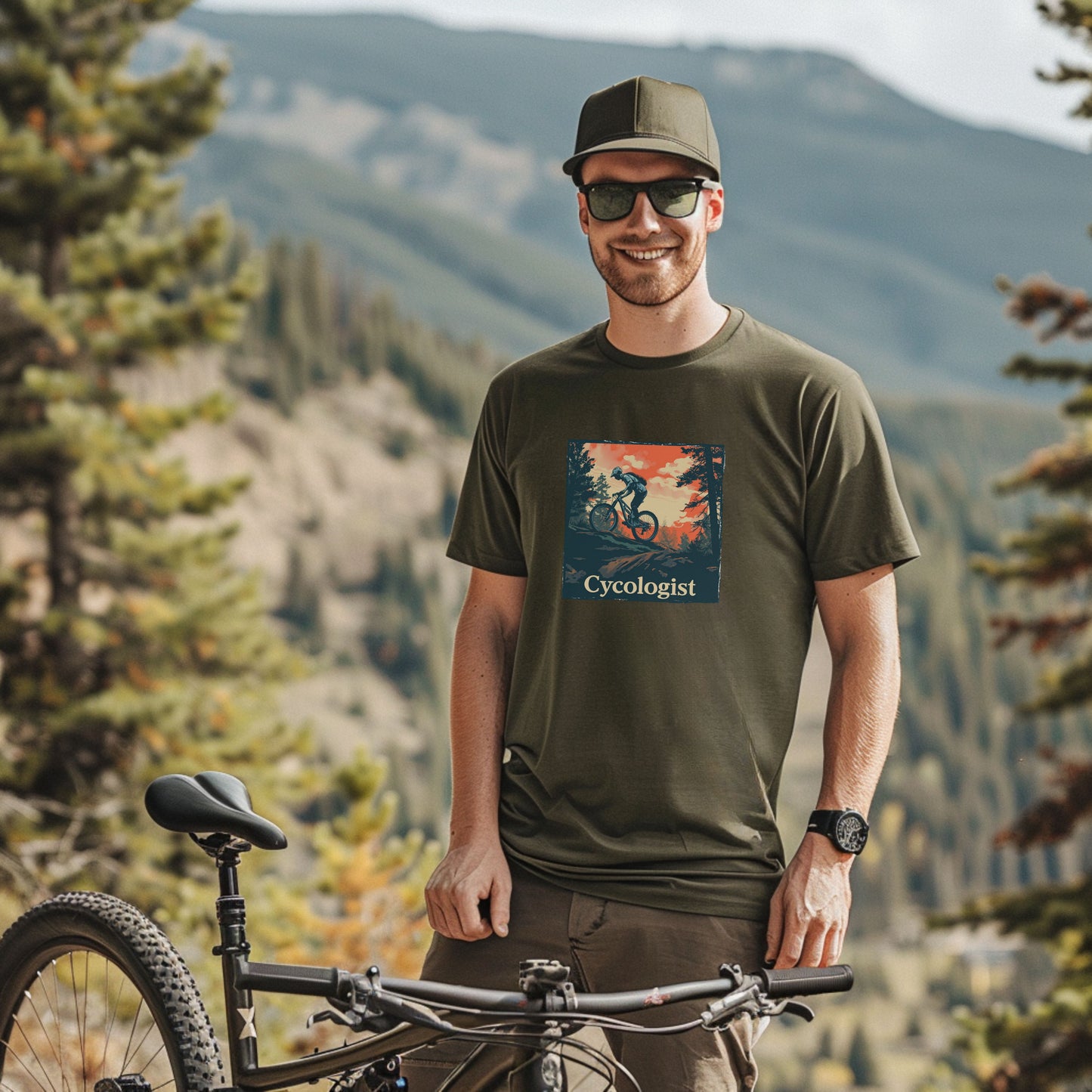 Bike Bliss Men Mountain Bike T-Shirt Cycologist Print Model