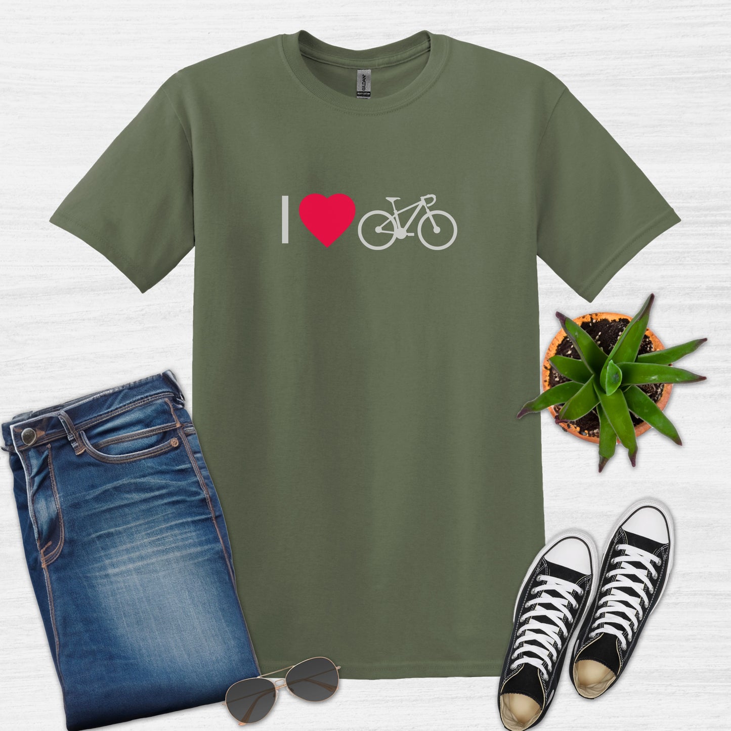 Bike Bliss Military Green Bicycle Men T-Shirt I love Cycling