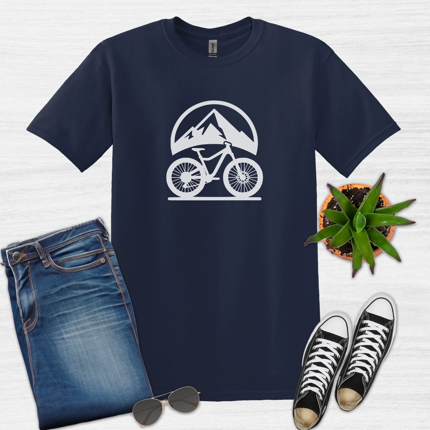 Bike Bliss Mountain Bike MTB T-Shirt Graphic outdoor for Men Navy