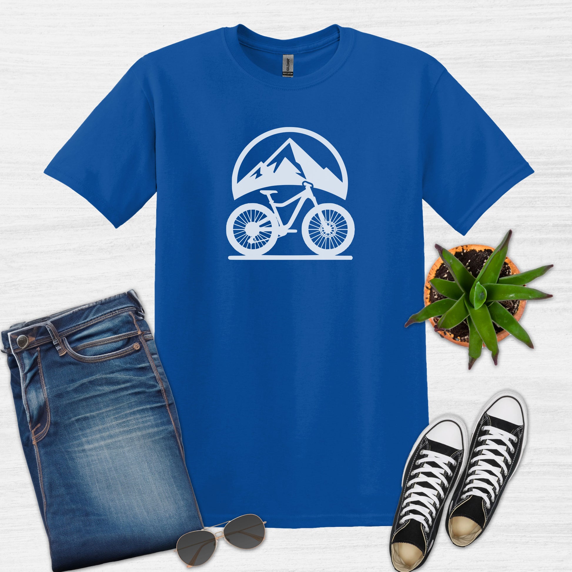 Bike Bliss Mountain Bike MTB T-Shirt Graphic outdoor for Men Royal Blue