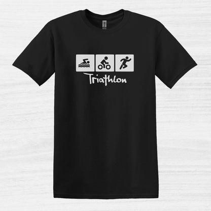 Bike Bliss Swim Bike Run Icons Triathlon T-Shirt for men Black 2